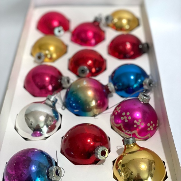 Vintage Christmas glass ball ornaments Shiny Bright & Rauch 14 - Picture 1 of 13